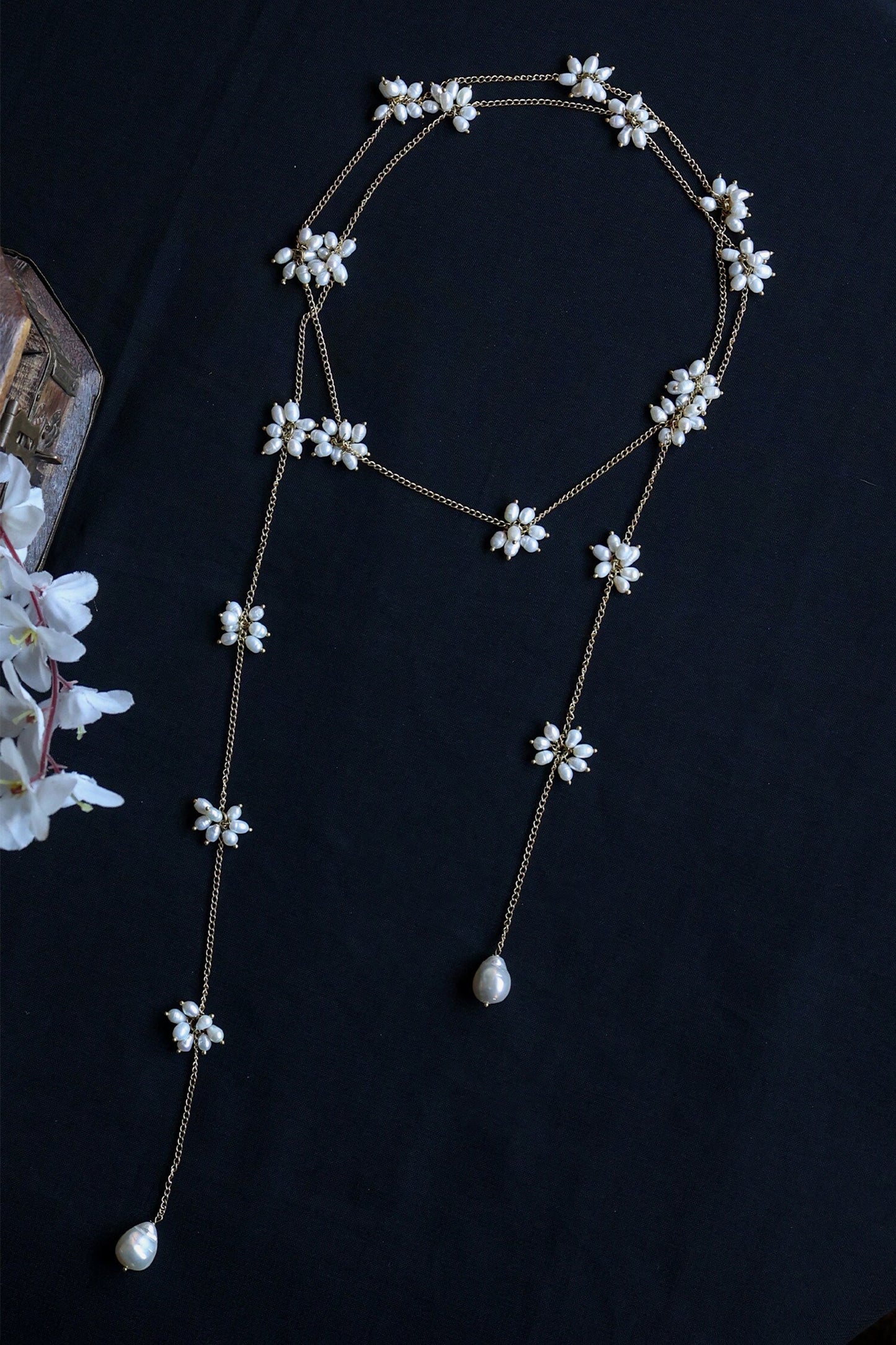 Embellished Long Chain Necklace 