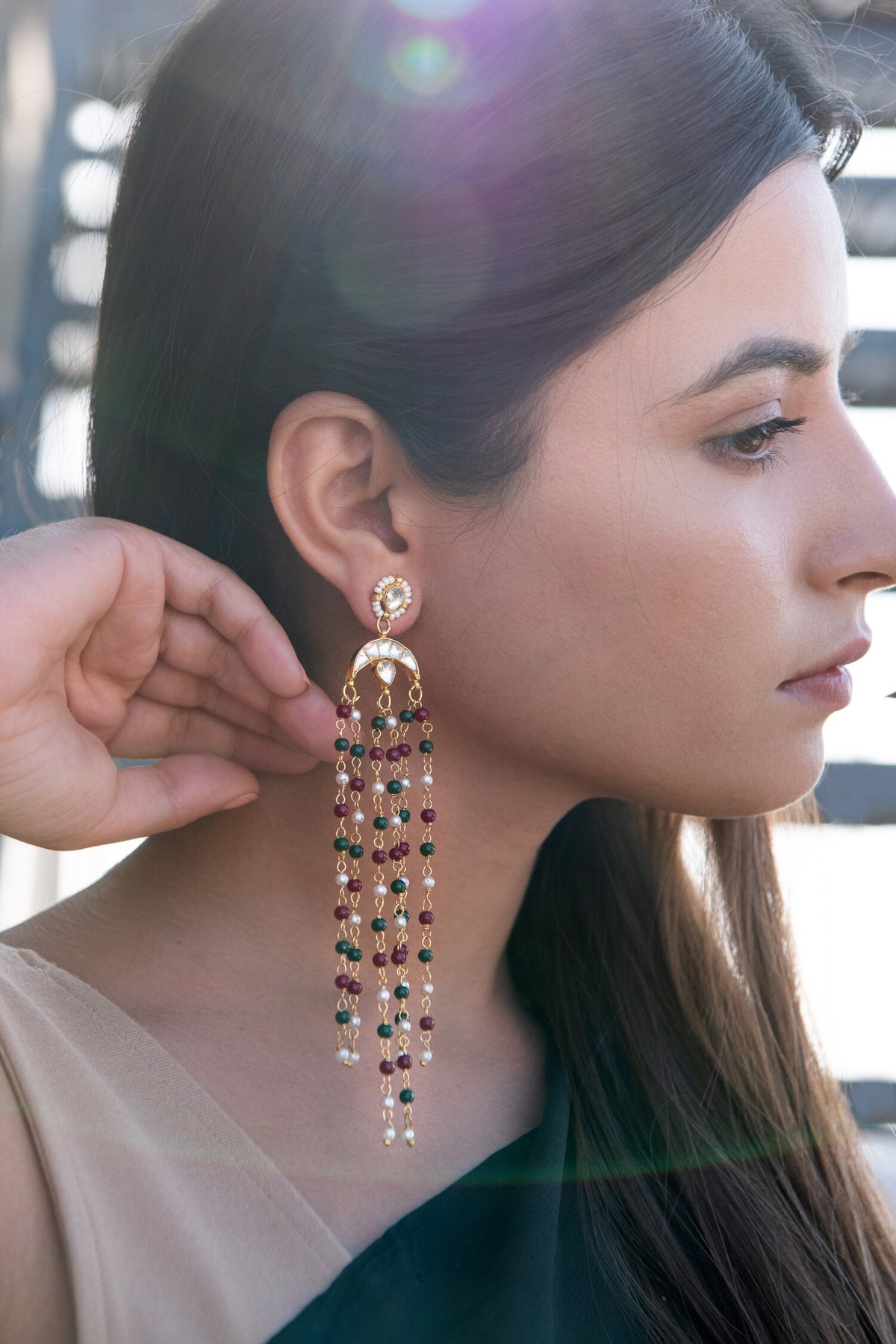 Embellished Long Chandbali Earrings 
