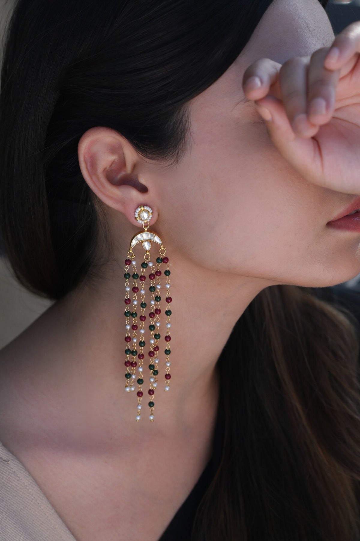 Embellished Long Chandbali Earrings 