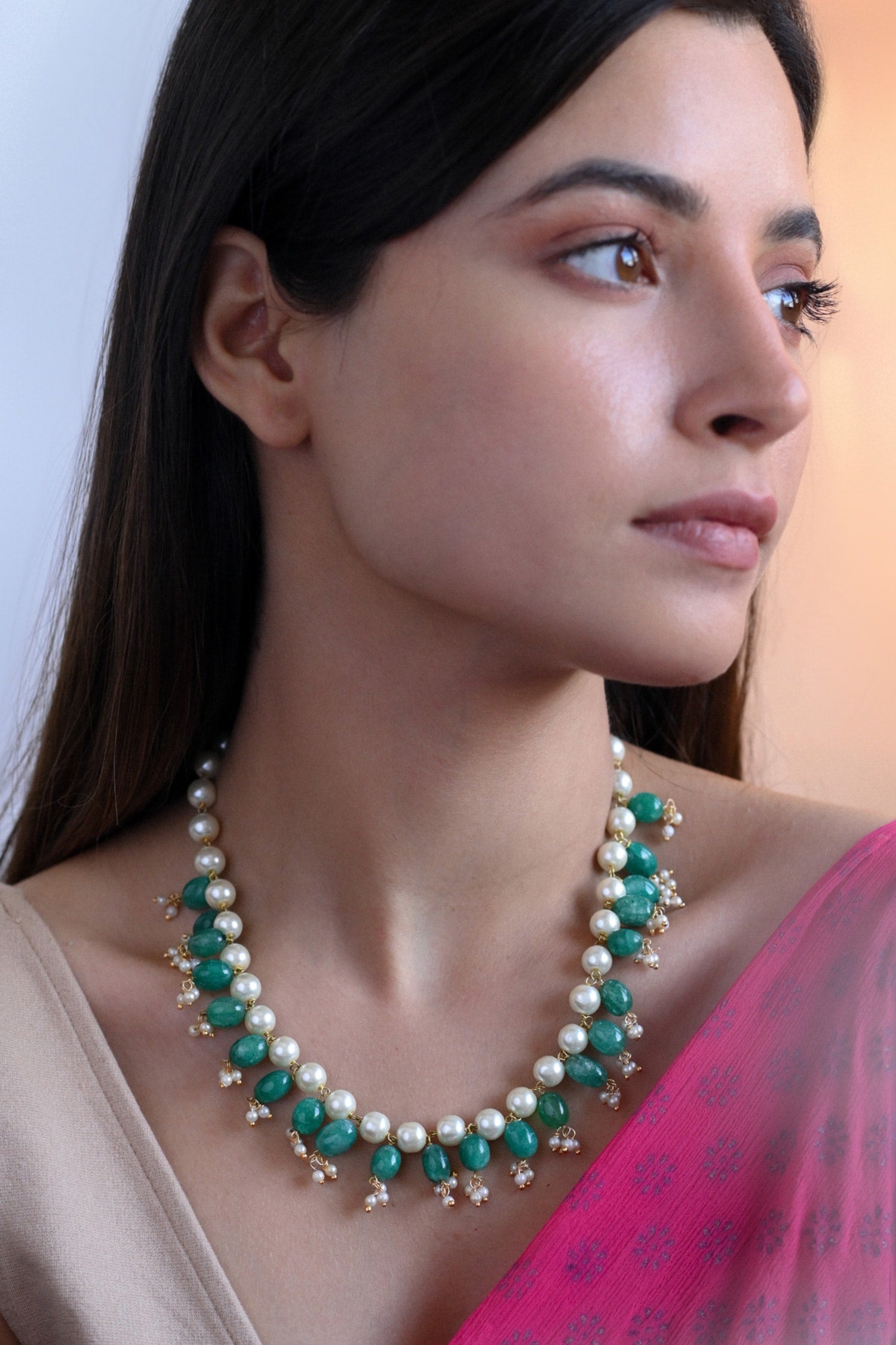 Pearls Embellished Necklace 