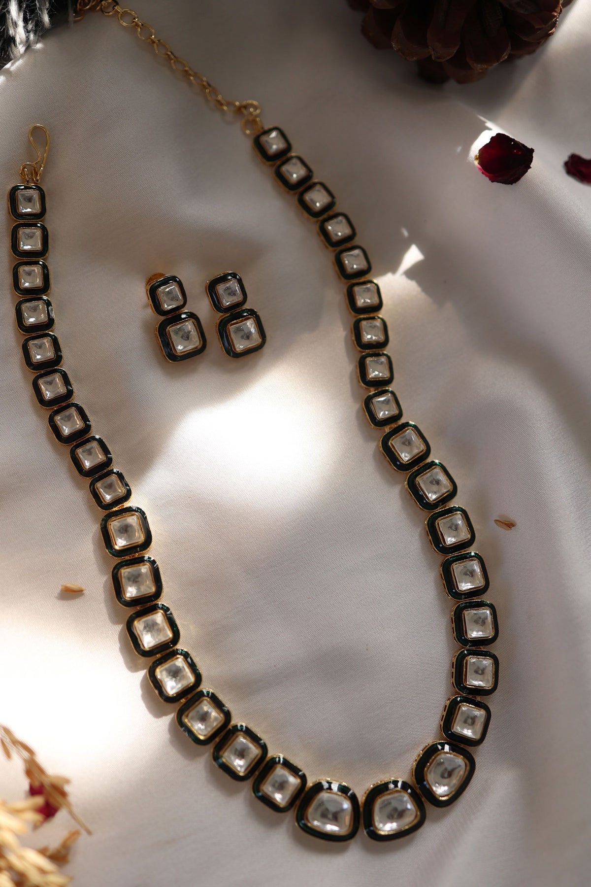 Polki Embellished Necklace & Earring Set 