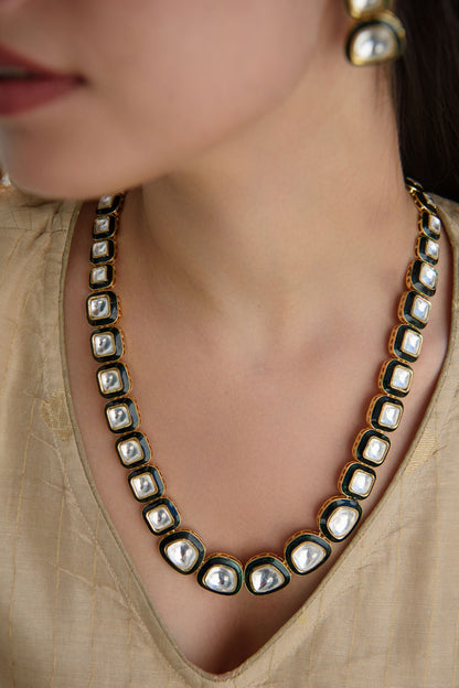 Polki Embellished Necklace & Earring Set 