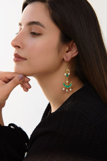Crescent Moon Cutwork Earrings 