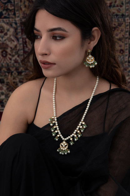 Crescent Cutwork Pendant Necklace Set 