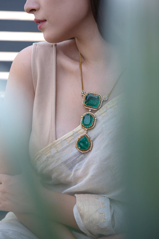 Victorian Swarovski Stone Pendant Necklace 