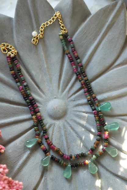 Tourmaline & Fluorite Stone Embellished Necklace 