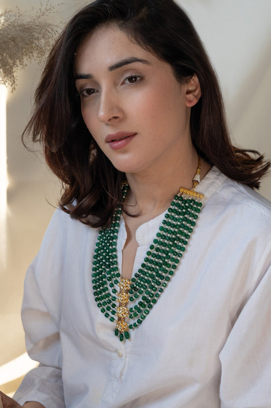 Kundan Bloom Stone Embellished Layered Necklace 