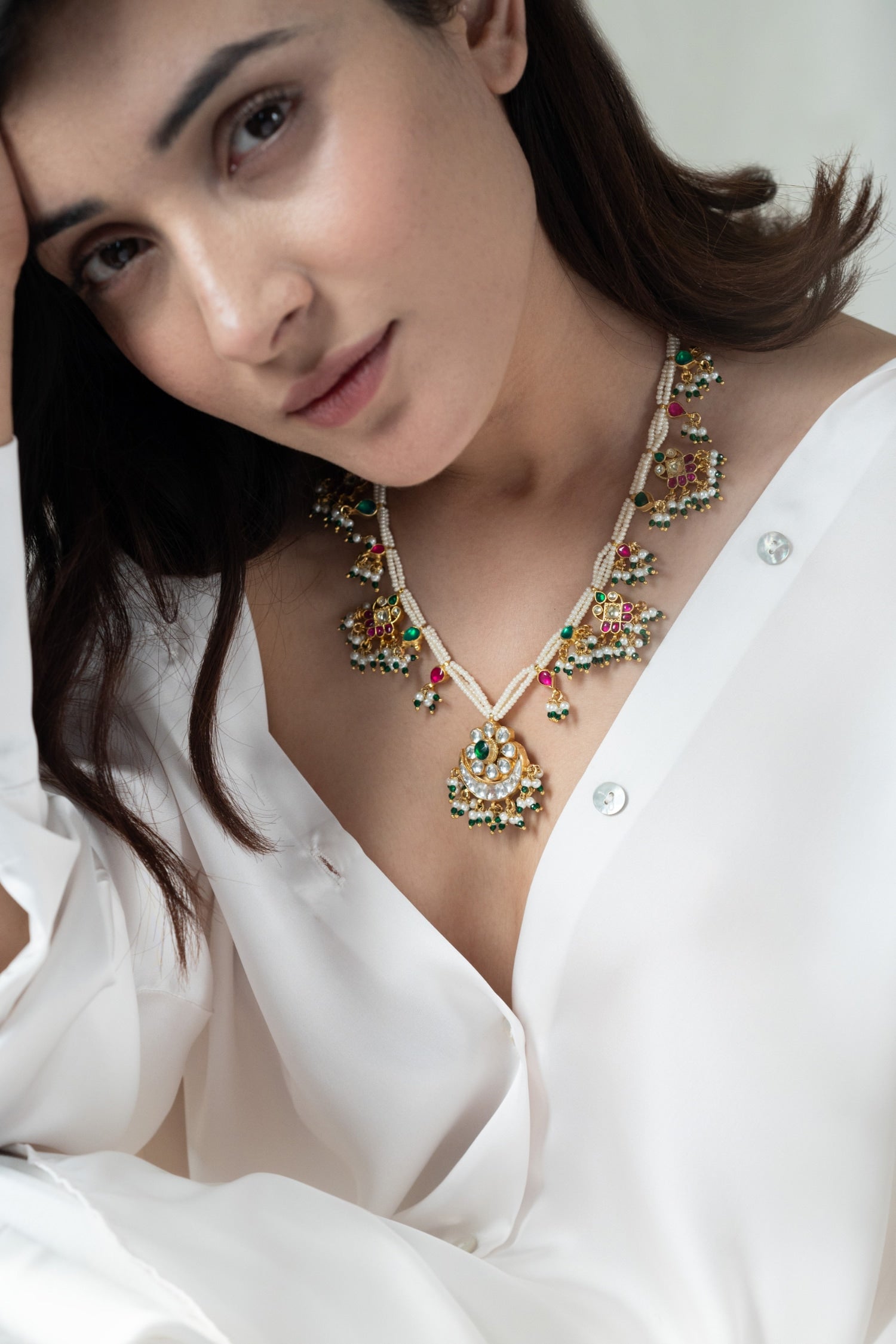 Chand Nikhar Kundan Embellished Long Necklace 