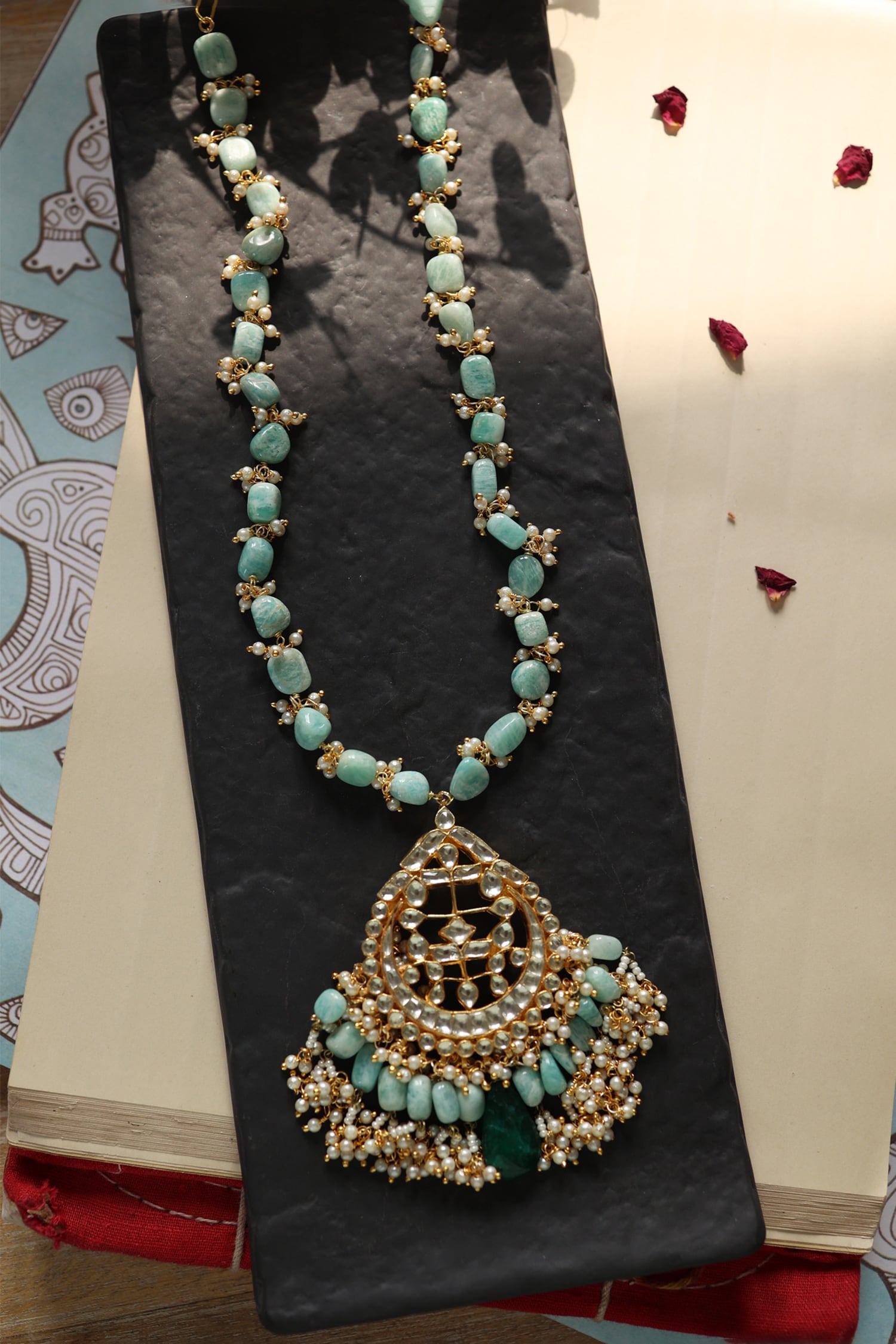 Peardrop Bloom Kundan & Stone Embellished Necklace 