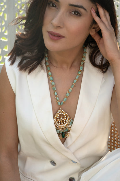 Peardrop Bloom Kundan & Stone Embellished Necklace 