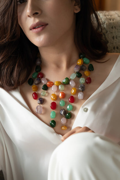 Stone Embellished Boho Dangler Necklace 