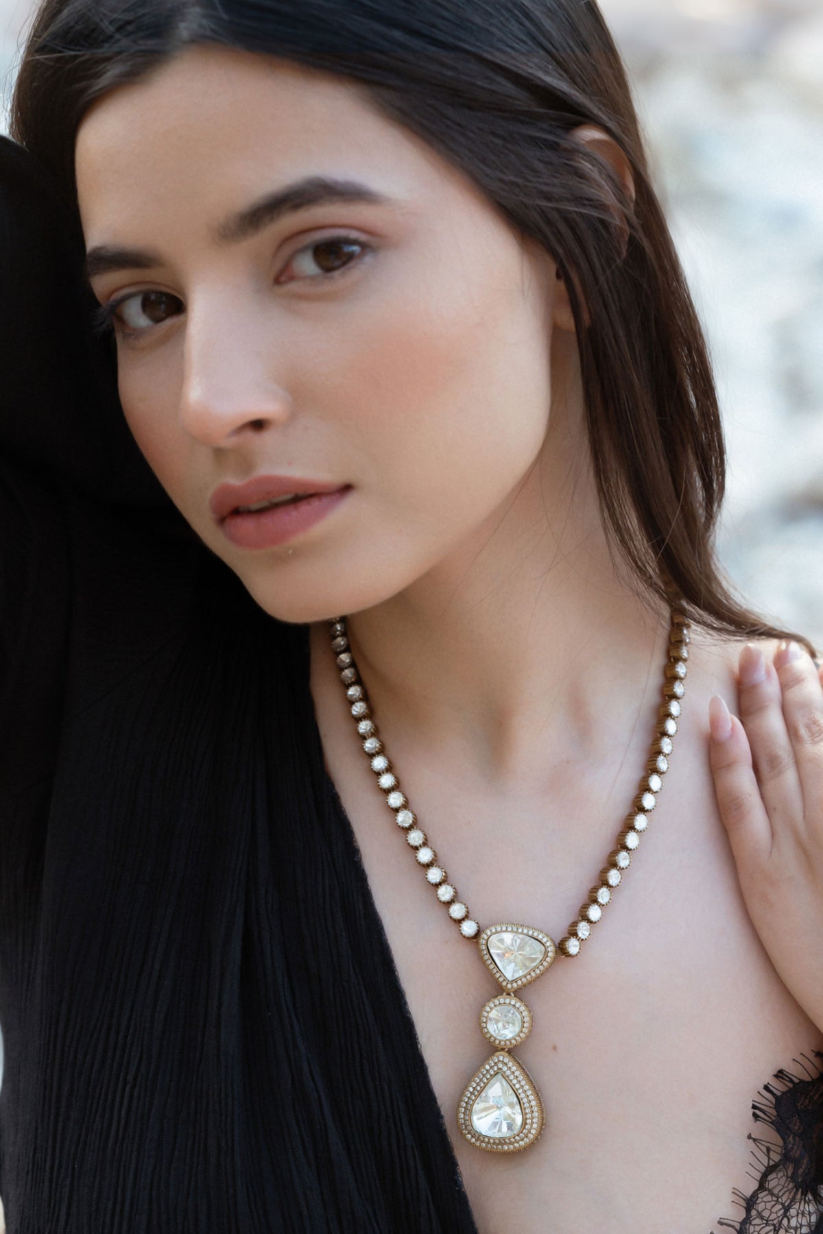 Aureous Polki Pendant Necklace Set 