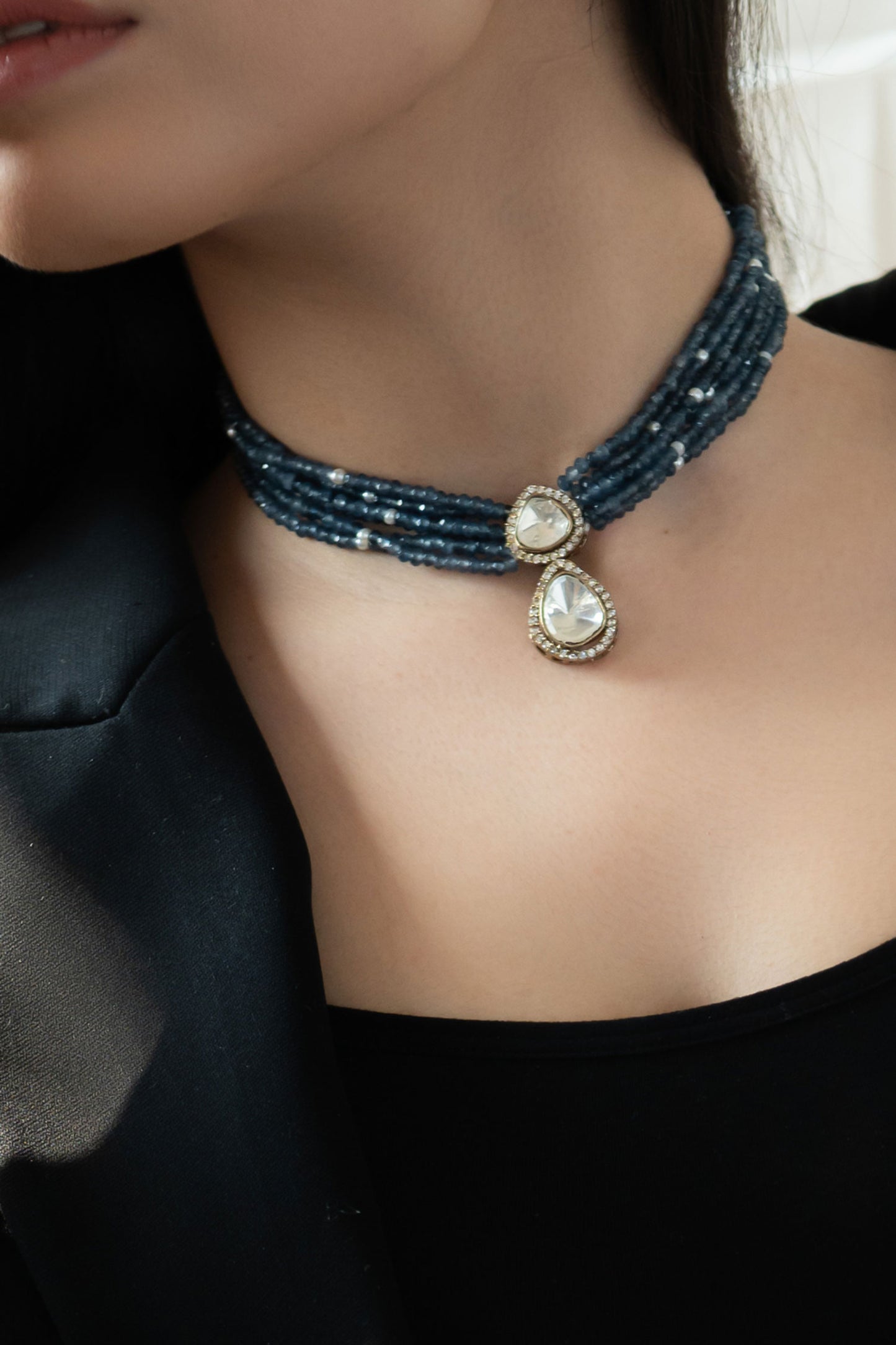 Polki Embellished Pendant Choker 
