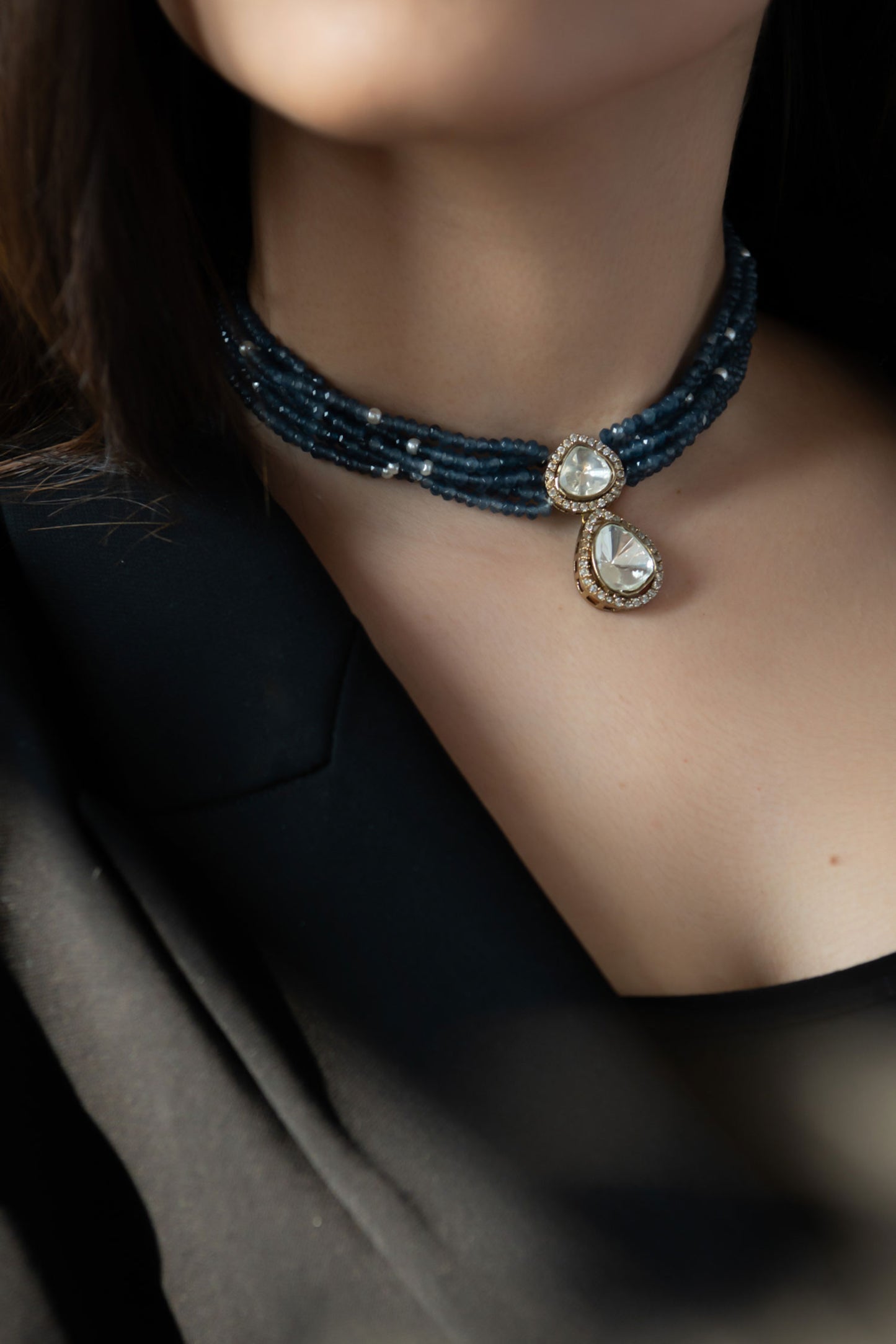 Polki Embellished Pendant Choker 