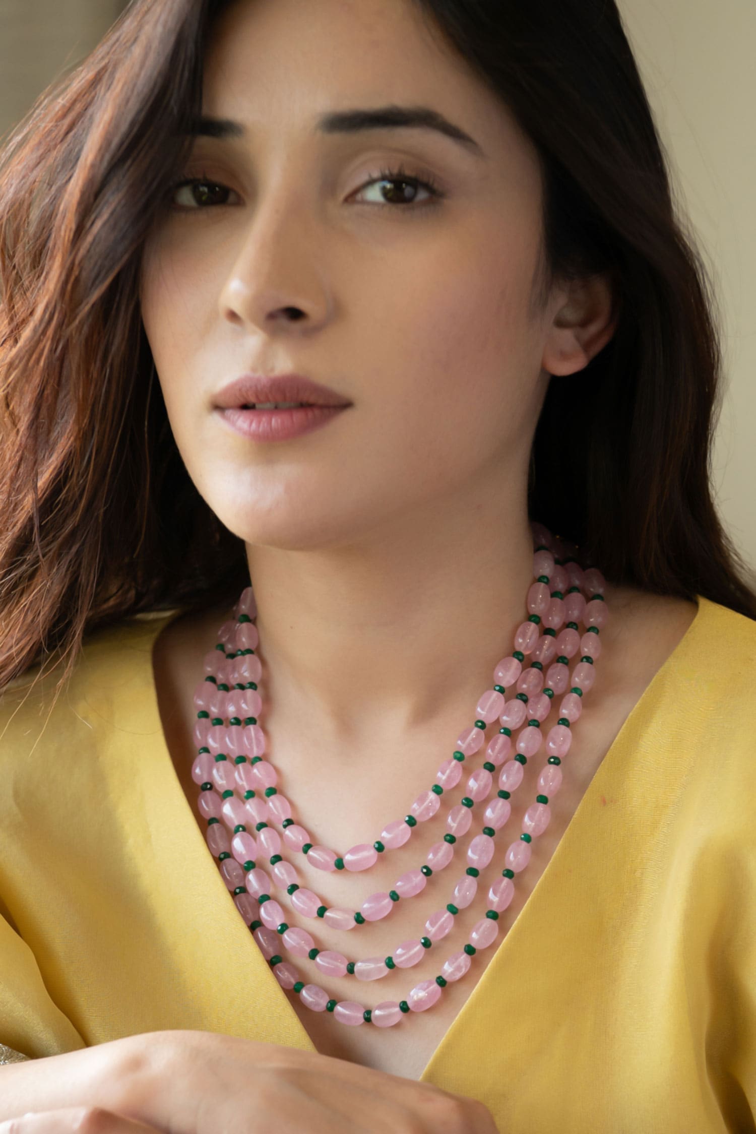 Stone Layered Embellished Necklace 