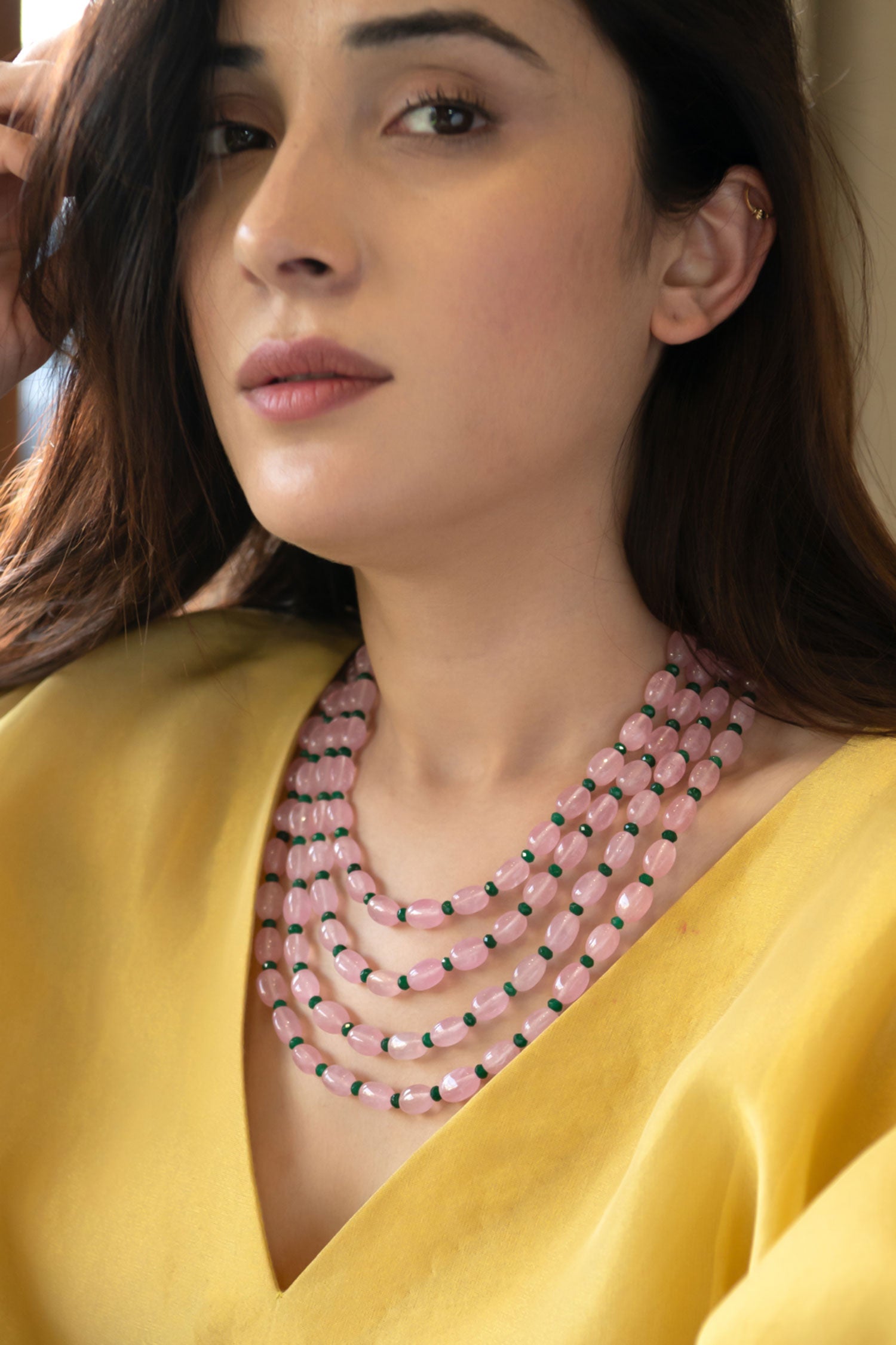 Stone Layered Embellished Necklace 