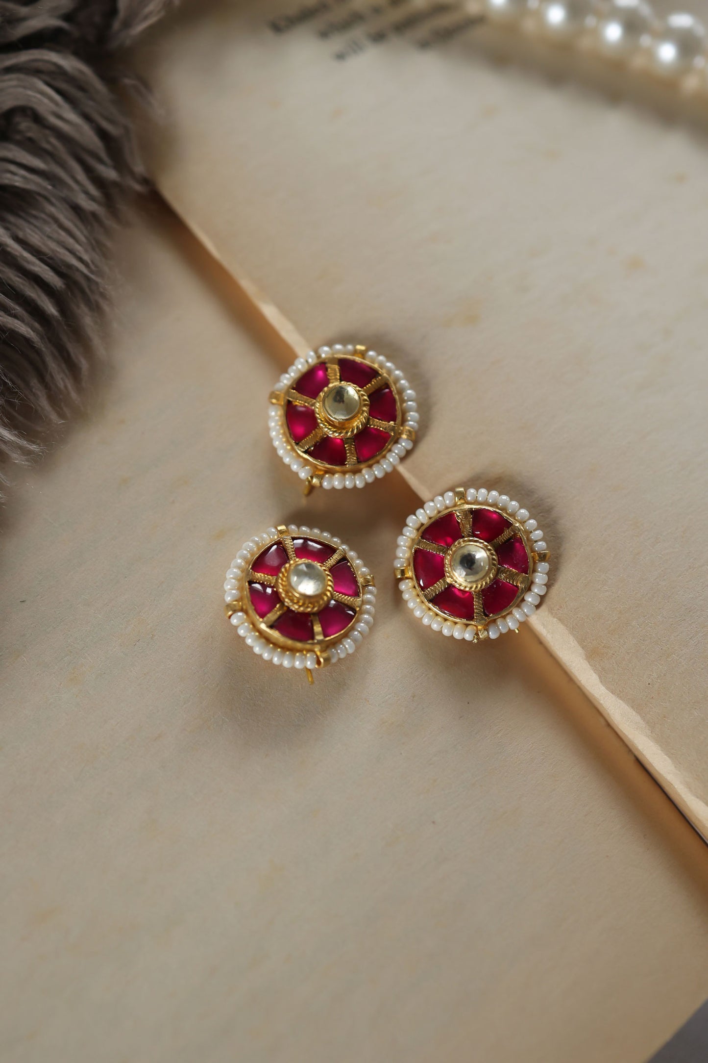 Kundan Embellished Braid Pin - Set of 3 