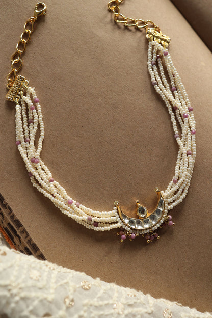 Half Crescent Carved Pendant Choker 