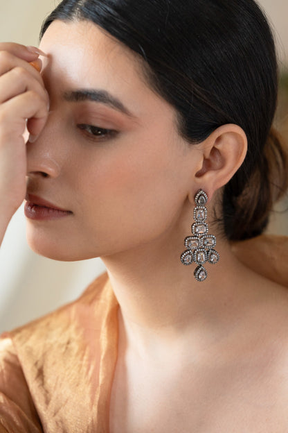 Cubic Zirconia Embellished Earrings 