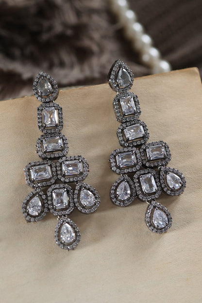 Cubic Zirconia Embellished Earrings 