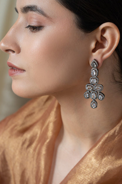 Cubic Zirconia Embellished Earrings 
