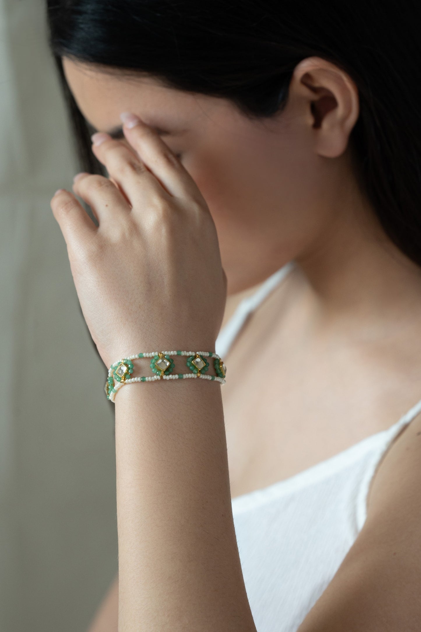 Kundan Embellished Cutwork Bracelet 