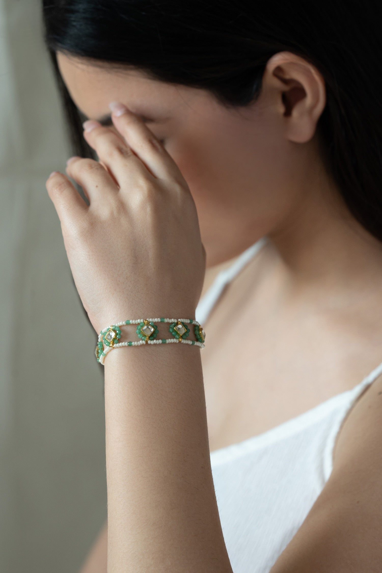 Kundan Embellished Cutwork Bracelet 