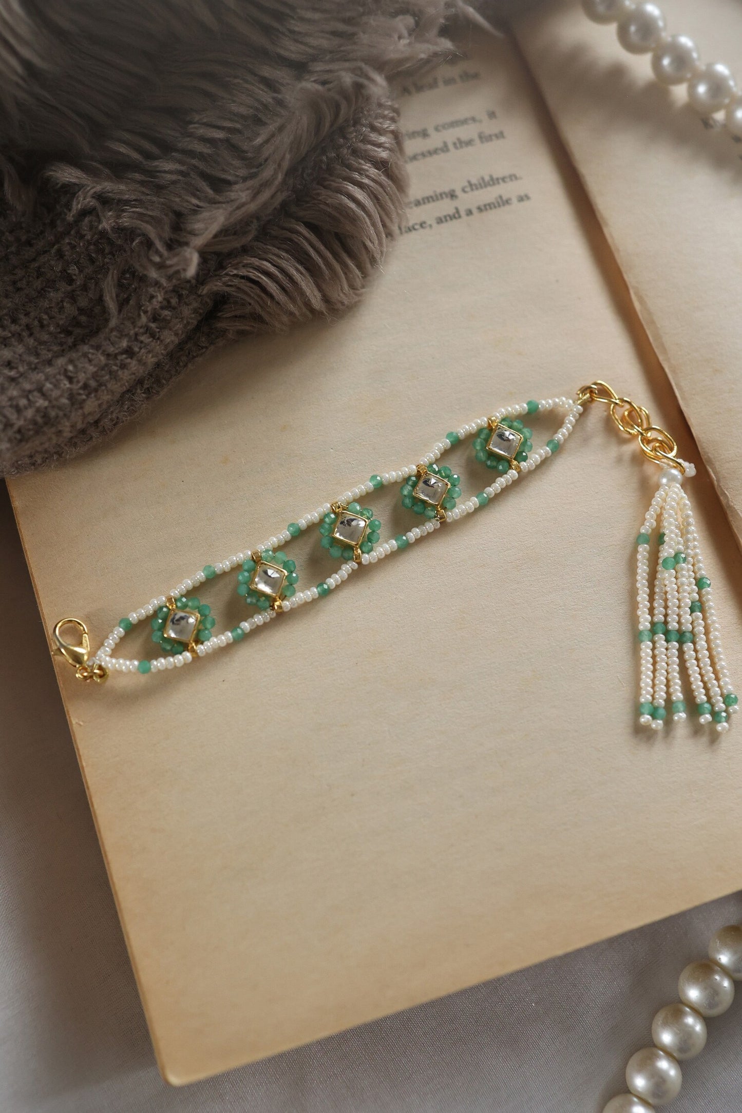 Kundan Embellished Cutwork Bracelet 