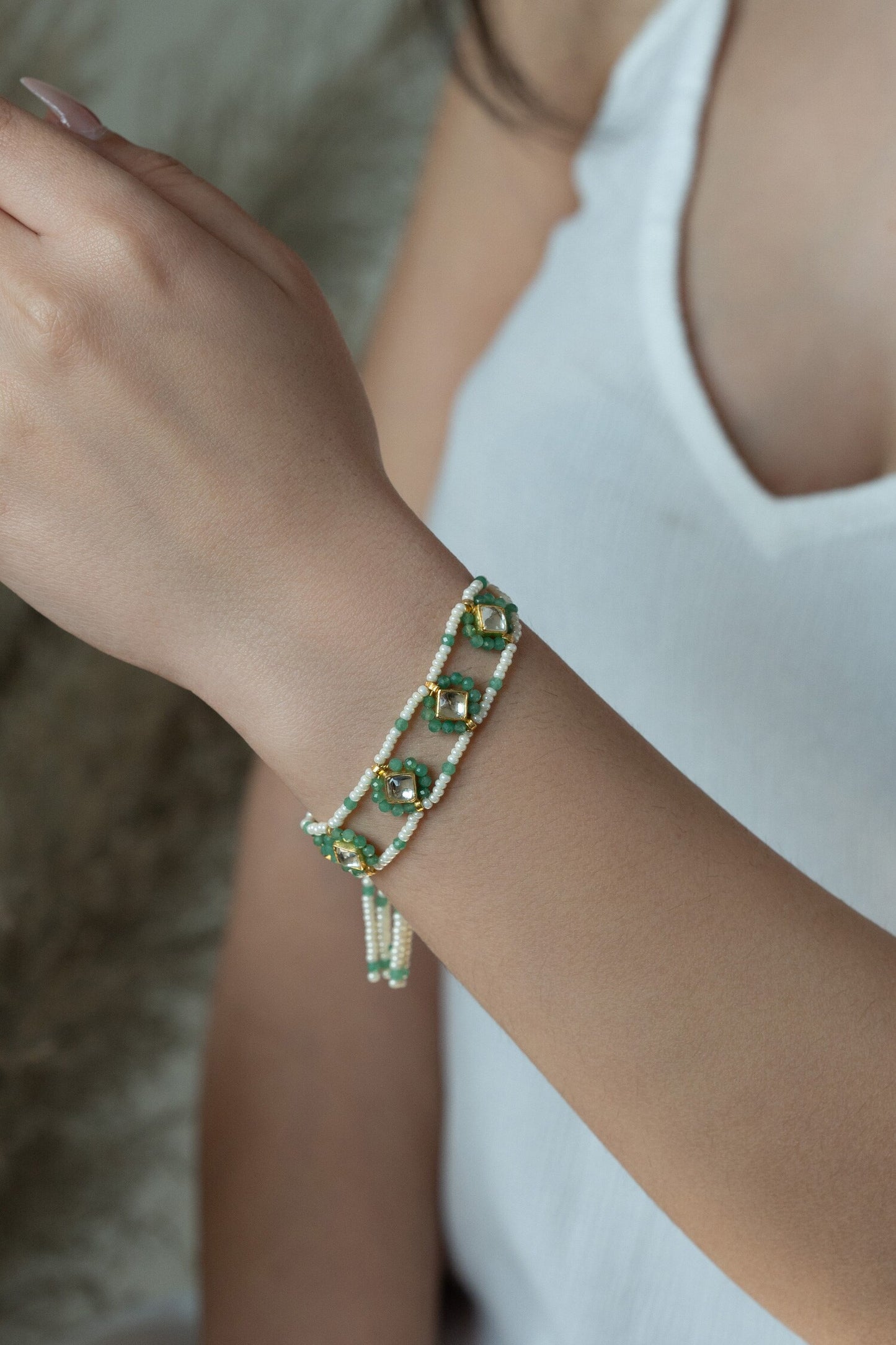 Kundan Embellished Cutwork Bracelet 