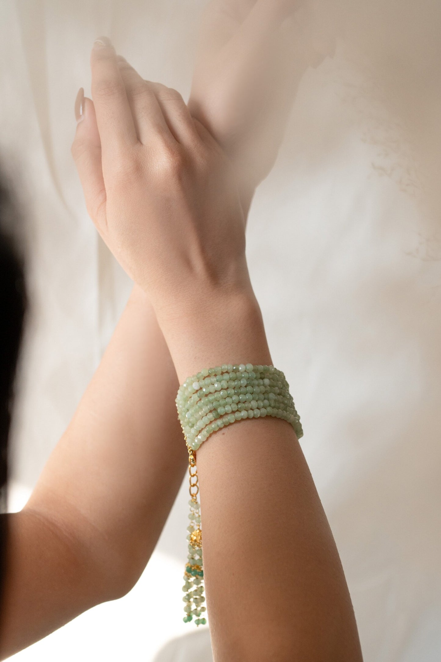 Onyx Stone Embellished Jhumka Tassel Bracelet 