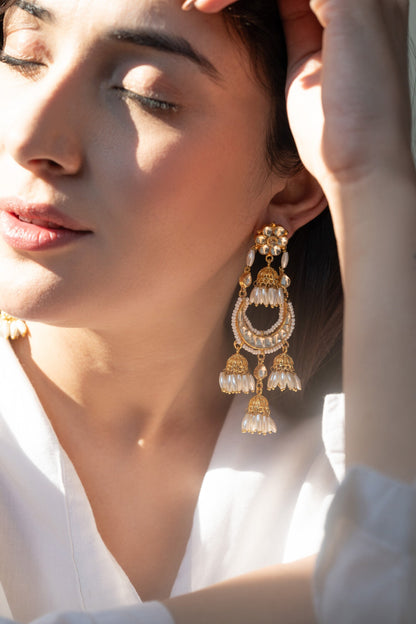 Rice Pearl Embellished Chandbalis 
