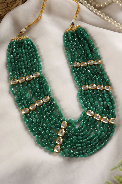 Jade Stone Embellished Layered Necklace 