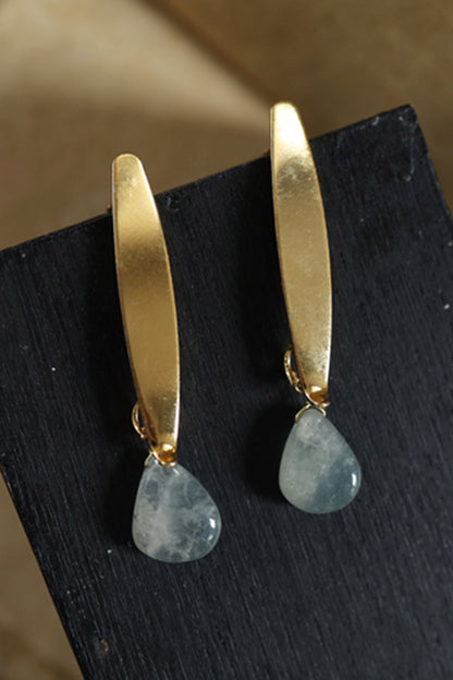 Fluorite Stone Drop Earrings 