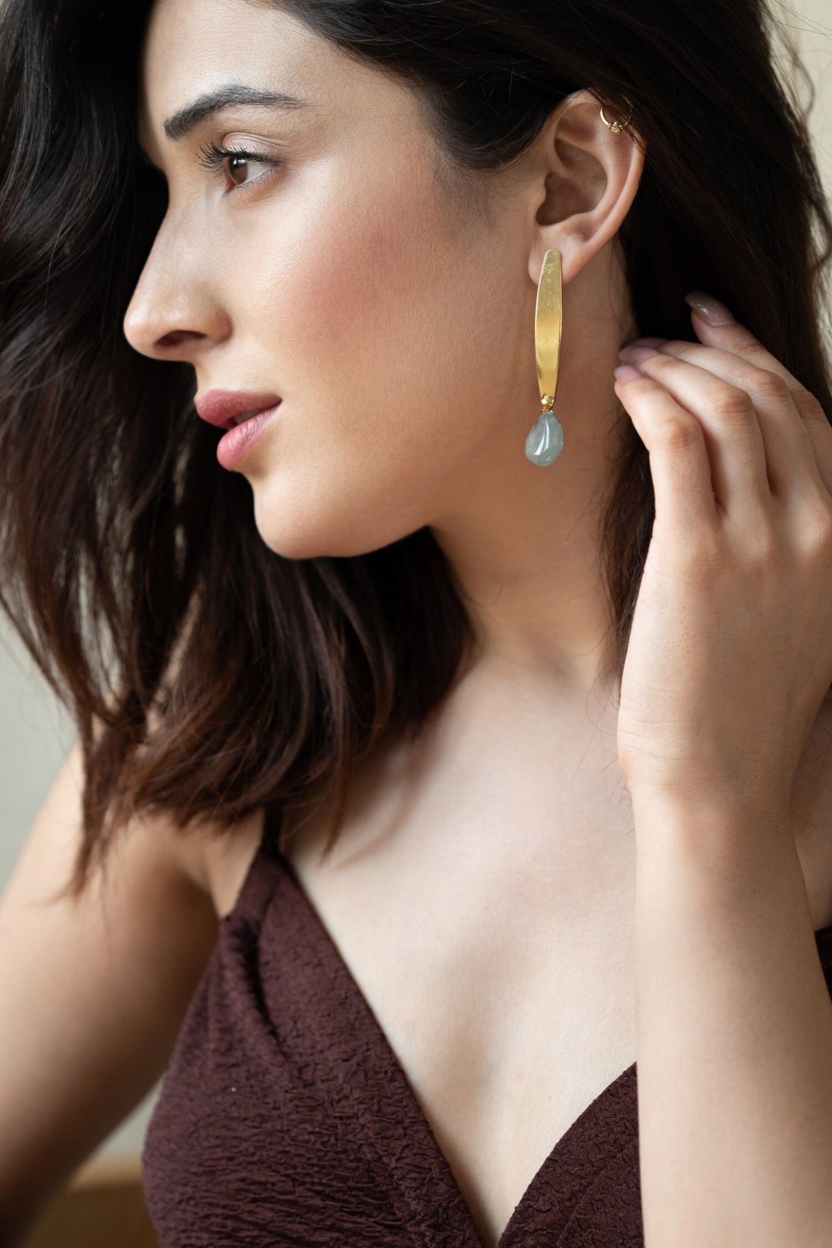 Fluorite Stone Drop Earrings 