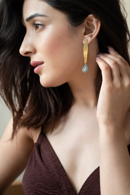 Fluorite Stone Drop Earrings 