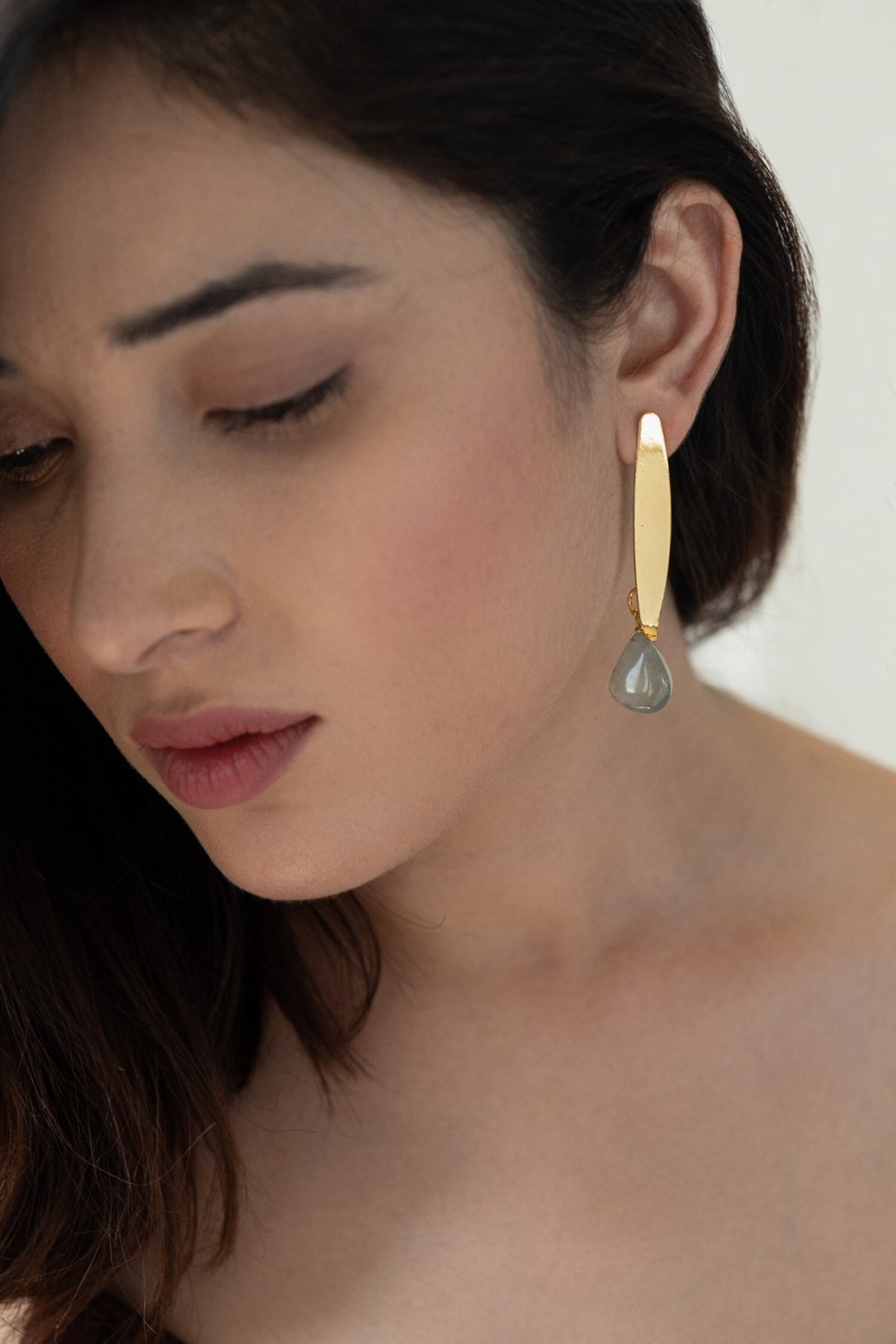 Fluorite Stone Drop Earrings 