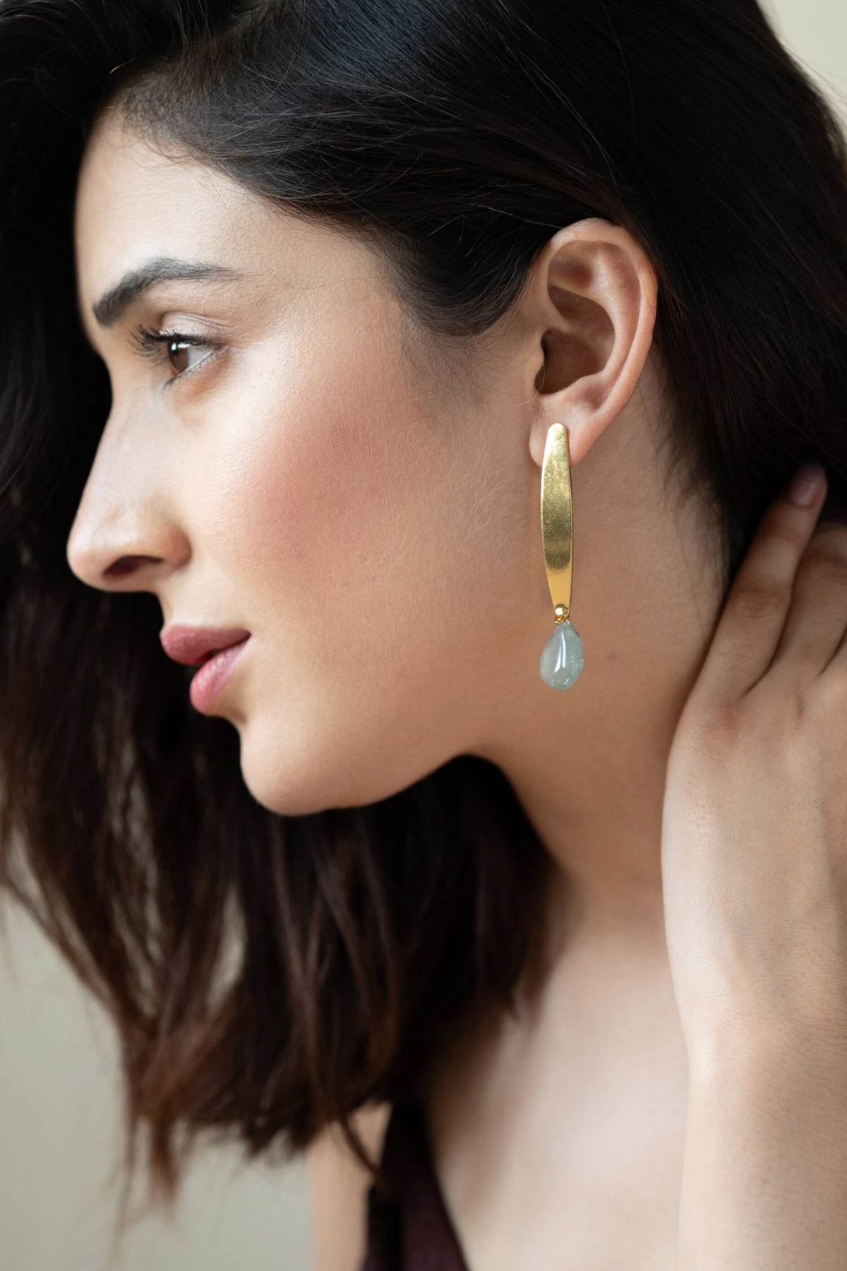 Fluorite Stone Drop Earrings 