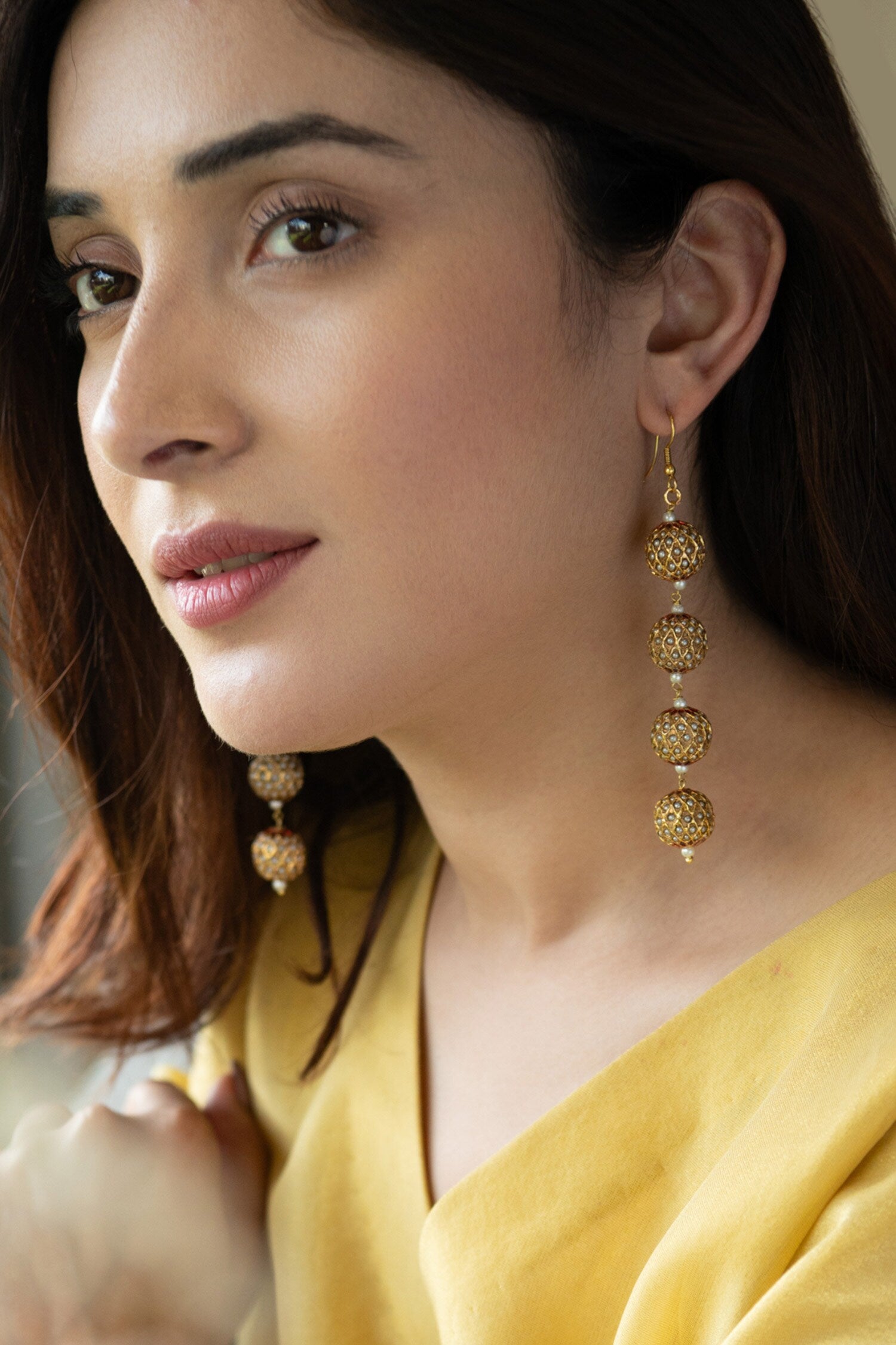 Shell Pearl Embellished Jadau Earrings 