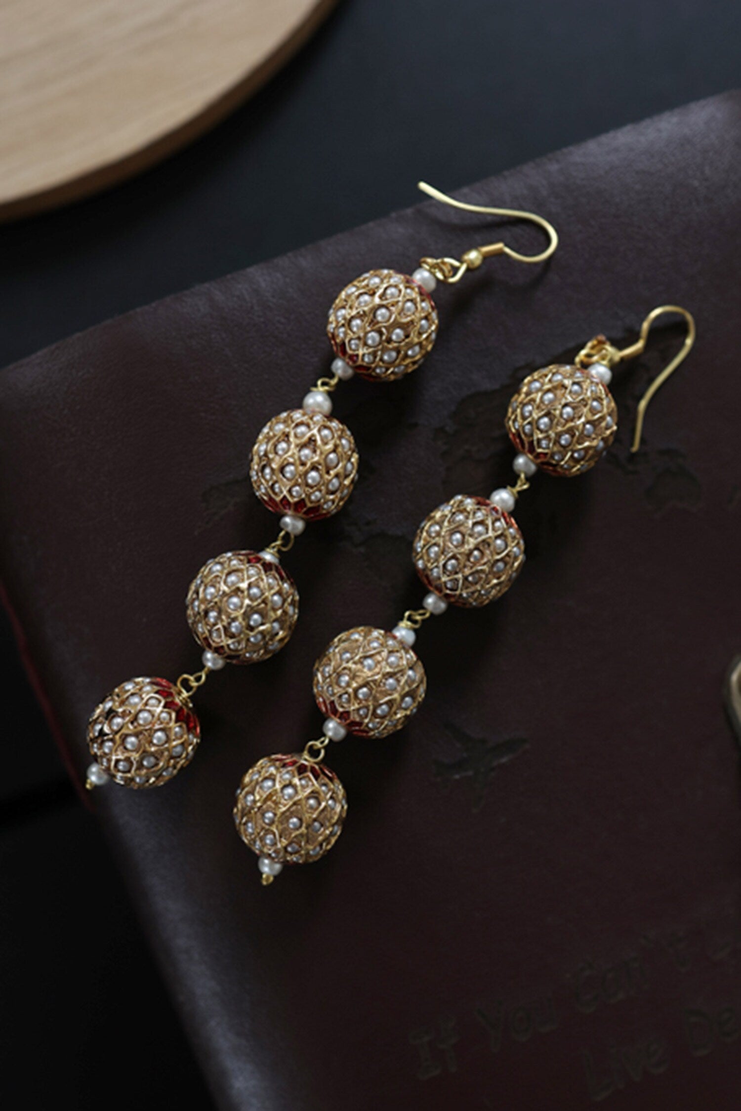 Shell Pearl Embellished Jadau Earrings 