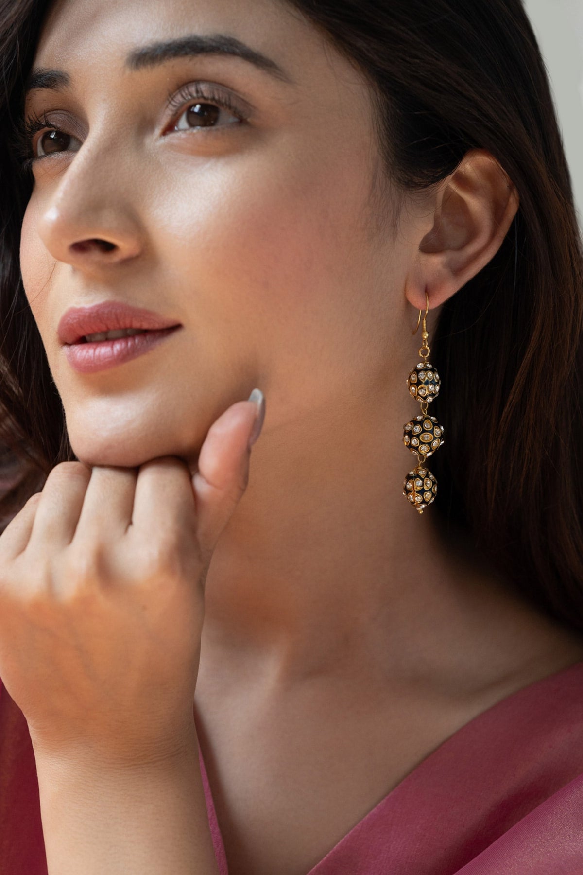 Pearl Embellished Enamelled Earrings 