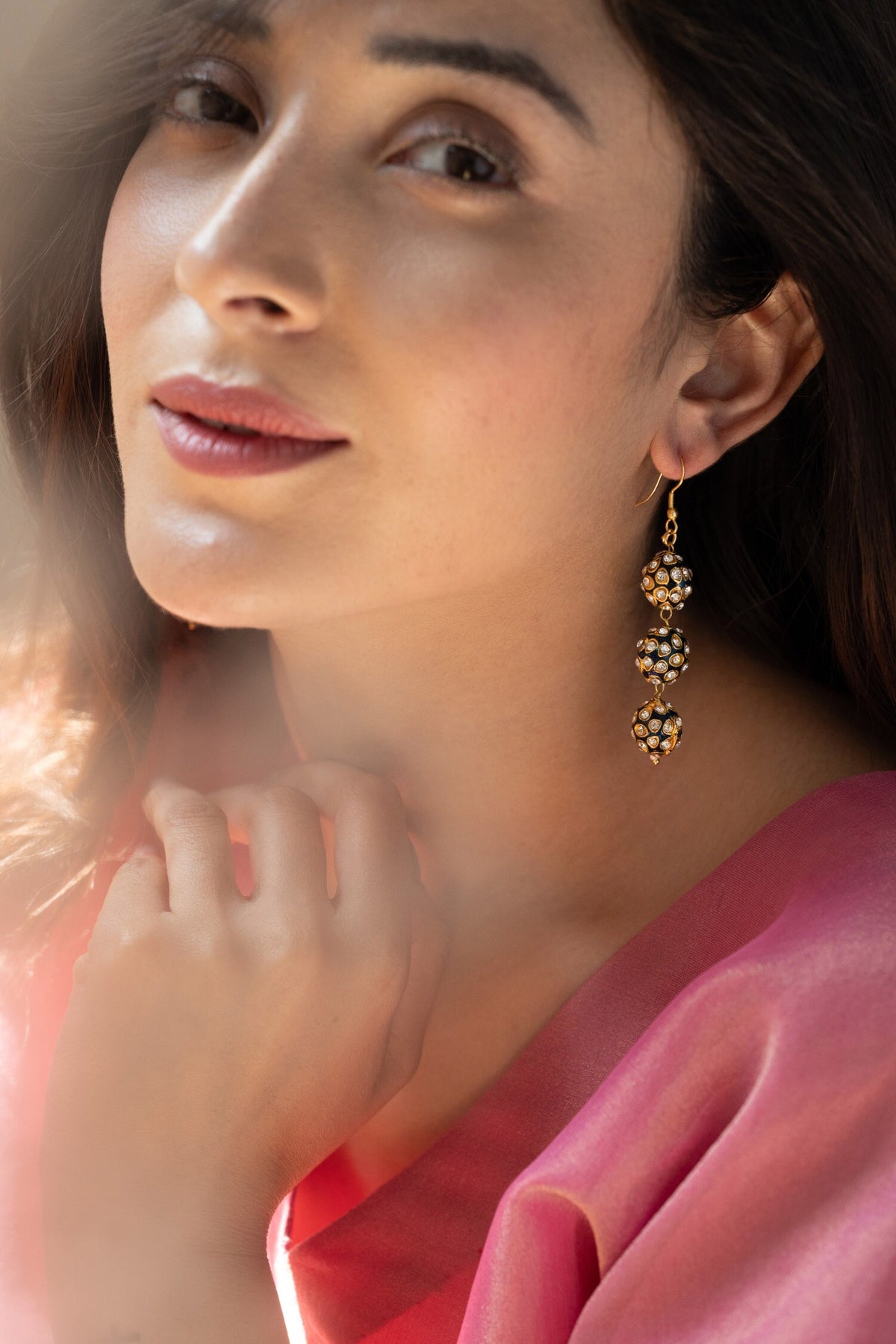 Pearl Embellished Enamelled Earrings 