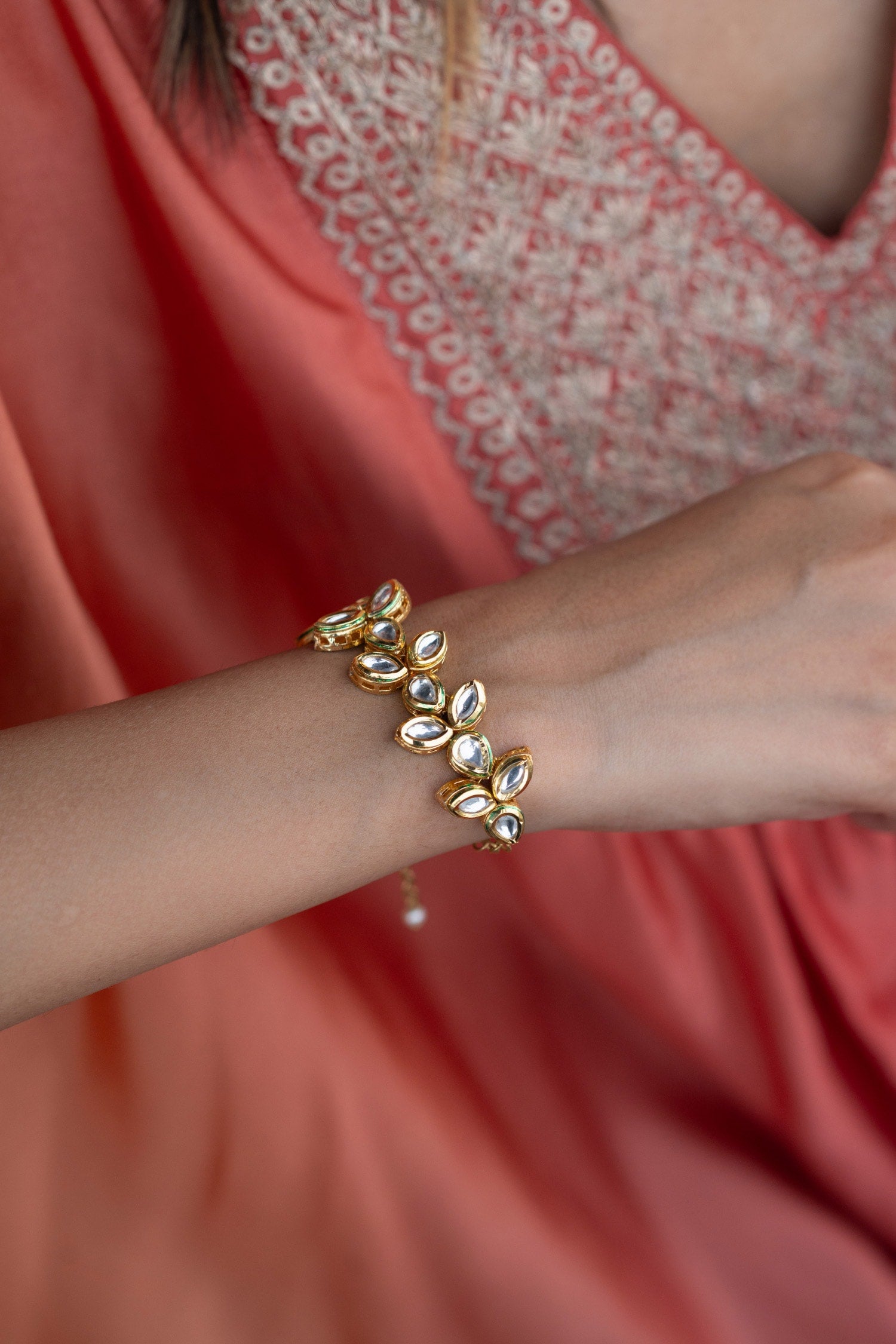 Shell Pearl Embellished Jadau Earrings 