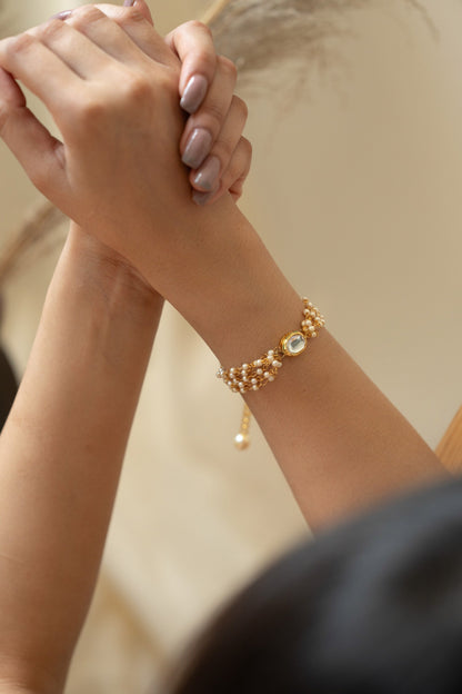 Kundan Embellished Multi Strand Bracelet 