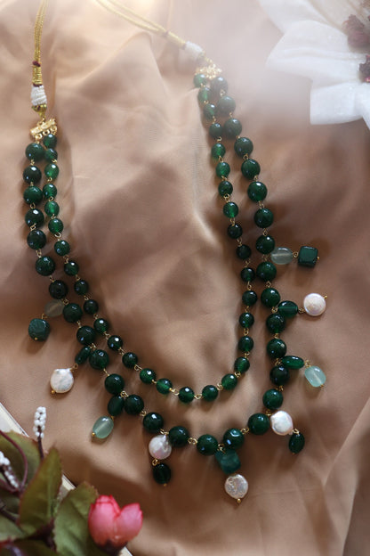 Natural Stone & Baroque Pearl Embellished Necklace 
