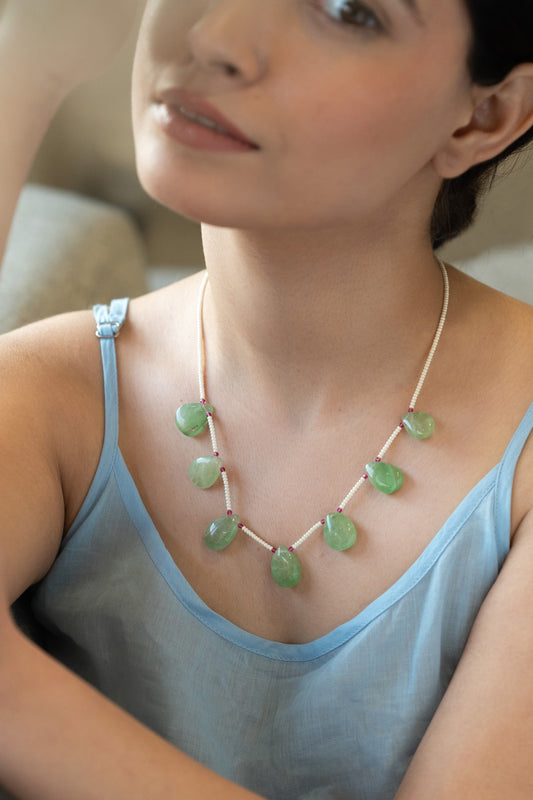 Fluorite Stone Embellished Necklace 