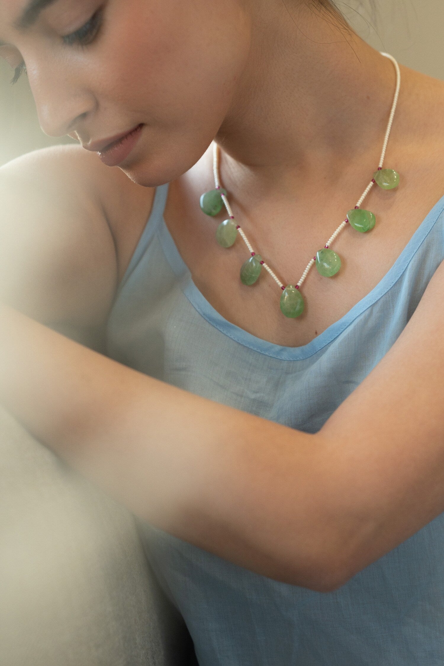 Fluorite Stone Embellished Necklace 