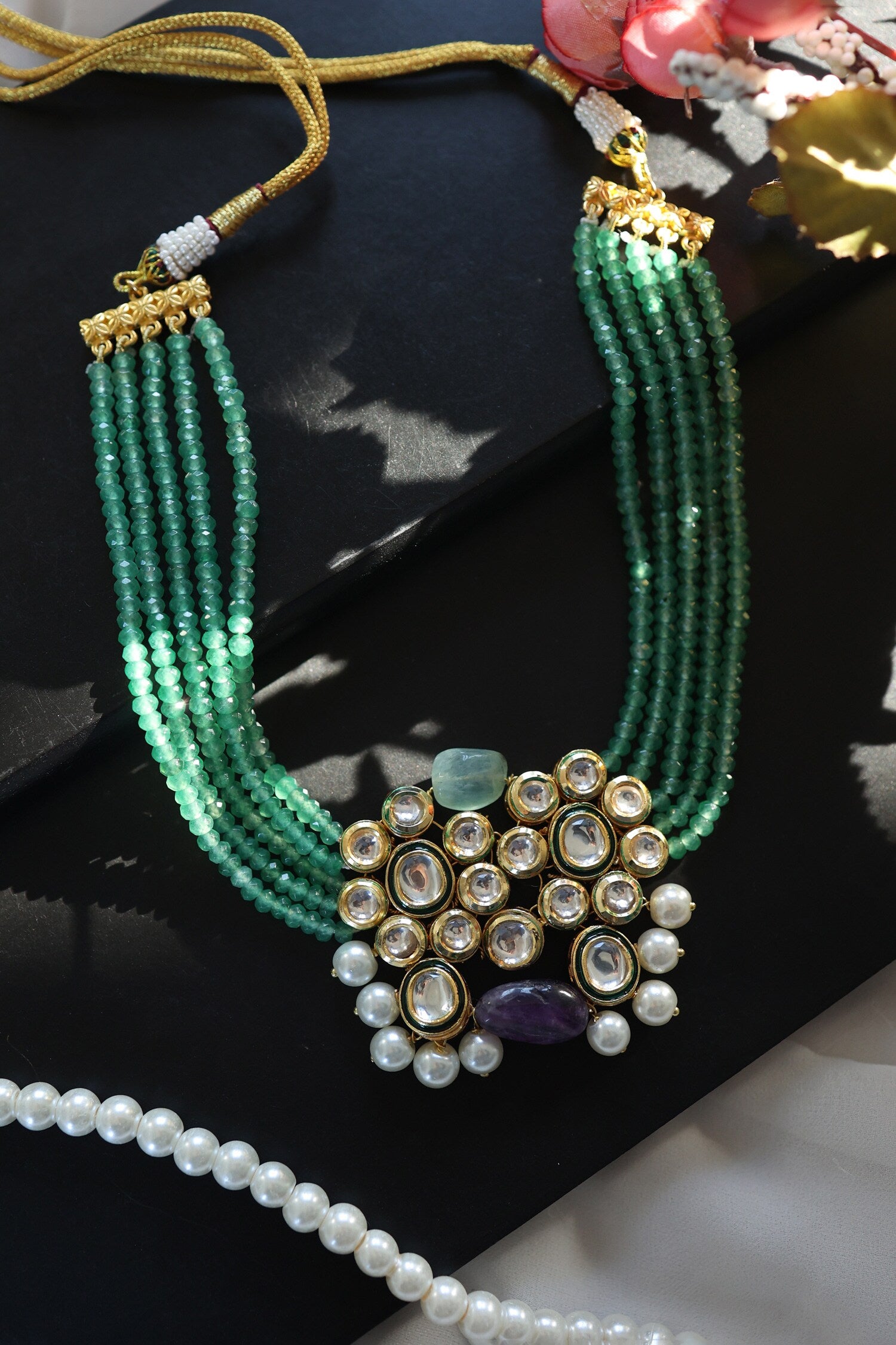 Jade & Onyx Embellished Necklace 