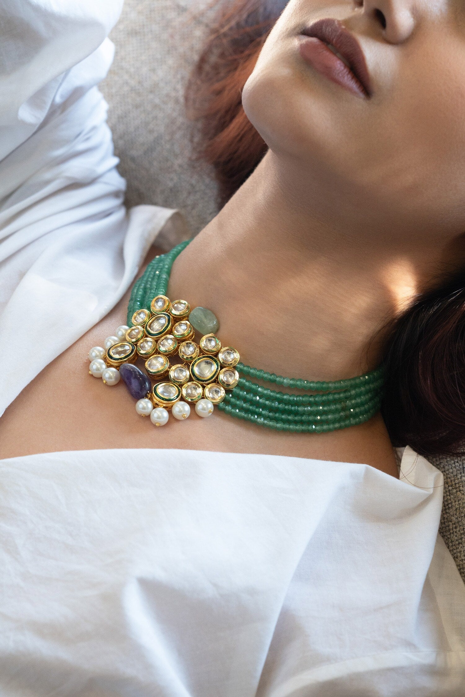 Jade & Onyx Embellished Necklace 