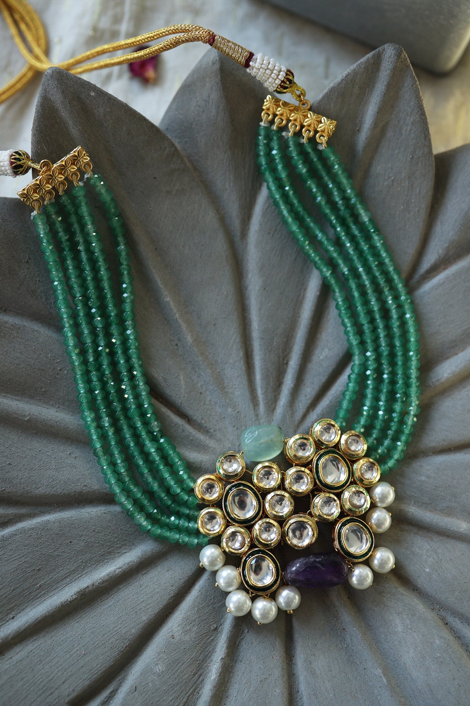 Jade & Onyx Embellished Necklace 