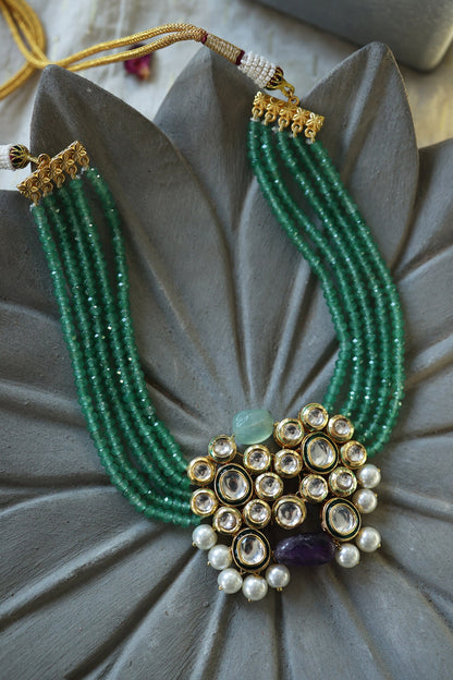 Jade & Onyx Embellished Necklace 